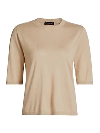 Camel Hair Short-Sleeve Sweater