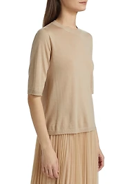 Camel Hair Short-Sleeve Sweater
