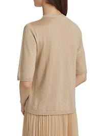 Camel Hair Short-Sleeve Sweater