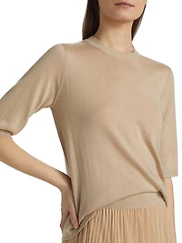 Camel Hair Short-Sleeve Sweater