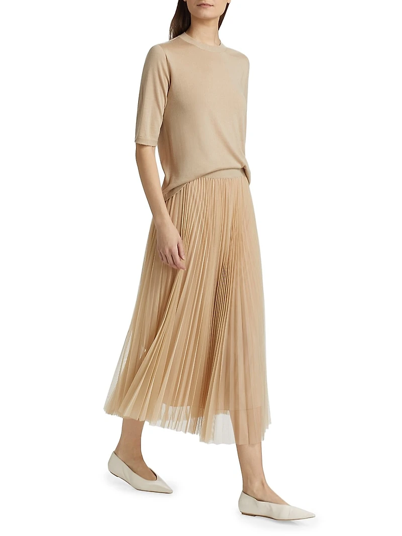 Camel Hair Short-Sleeve Sweater