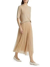Camel Hair Short-Sleeve Sweater