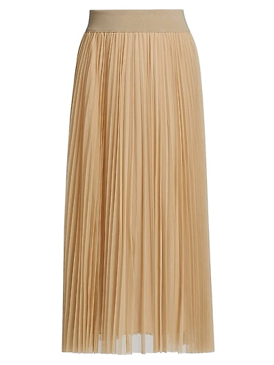 Pleated Tulle Midi-Skirt