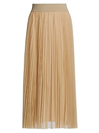 Pleated Tulle Midi-Skirt