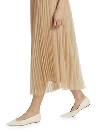 Pleated Tulle Midi-Skirt