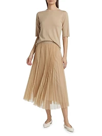Pleated Tulle Midi-Skirt