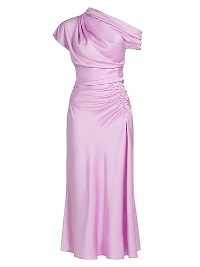 Joanna Asymmetric Draped Midi-Dress