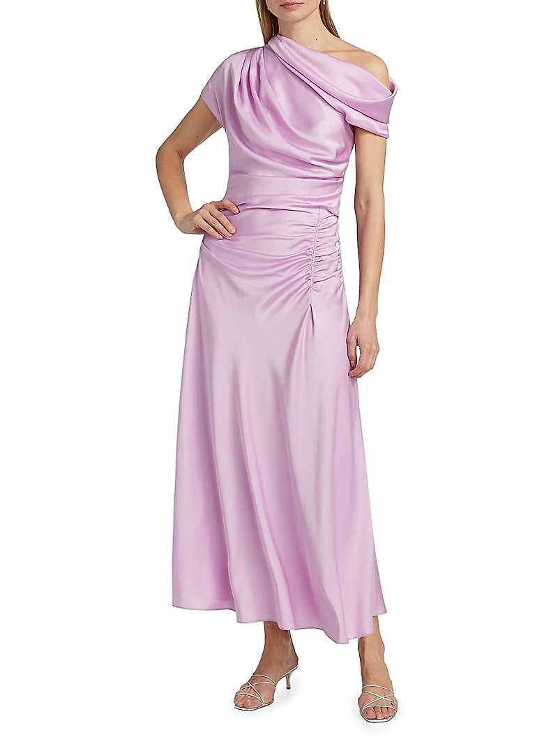 Joanna Asymmetric Draped Midi-Dress
