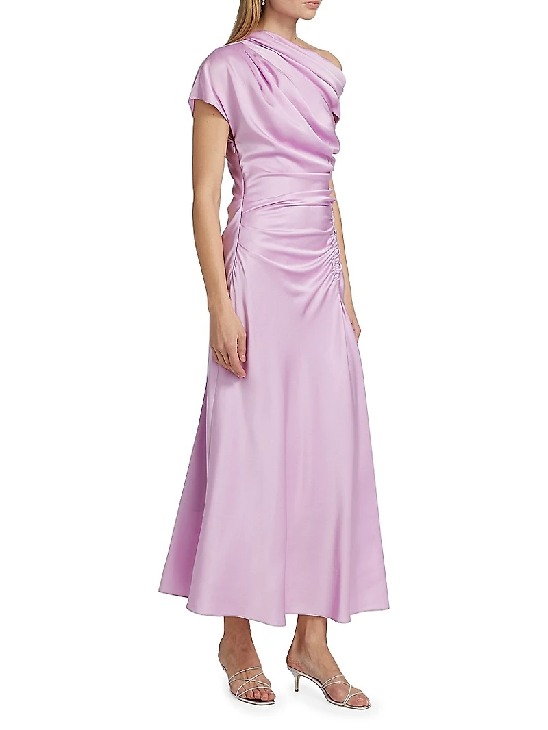 Joanna Asymmetric Draped Midi-Dress
