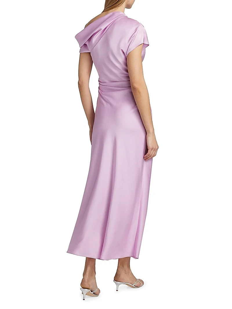 Joanna Asymmetric Draped Midi-Dress