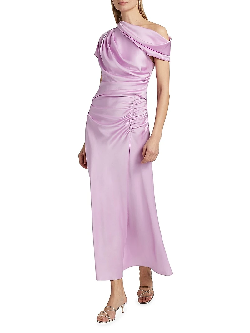 Joanna Asymmetric Draped Midi-Dress