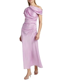 Joanna Asymmetric Draped Midi-Dress