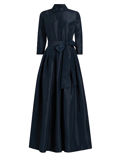 Julip Tie-Waist Shirtdress-Style Gown