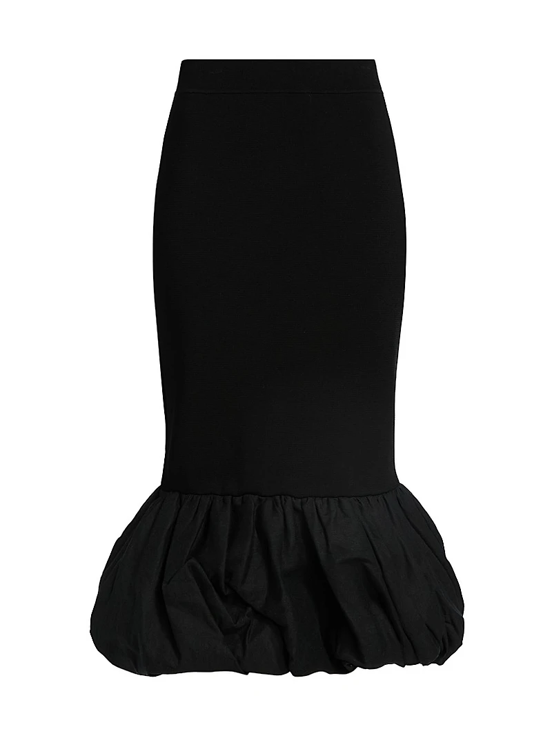 Camille Bubble-Hem Pencil Midi-Skirt