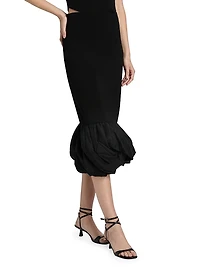 Camille Bubble-Hem Pencil Midi-Skirt