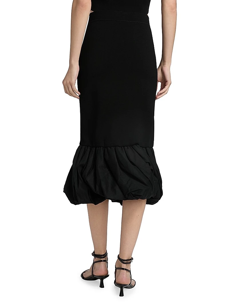 Camille Bubble-Hem Pencil Midi-Skirt