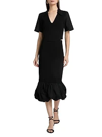 Camille Bubble-Hem Pencil Midi-Skirt