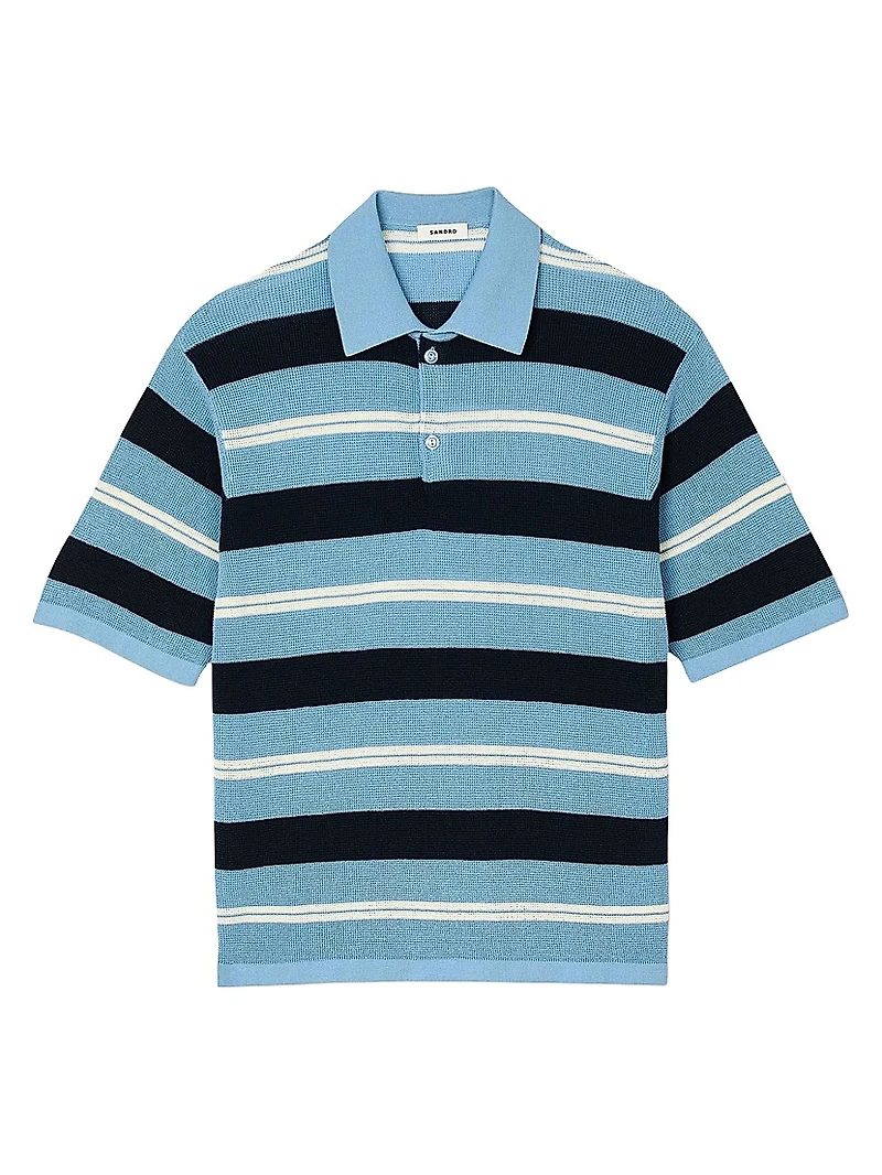 Striped Knit Polo Shirt