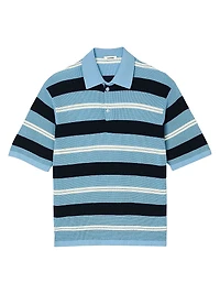 Striped Knit Polo Shirt