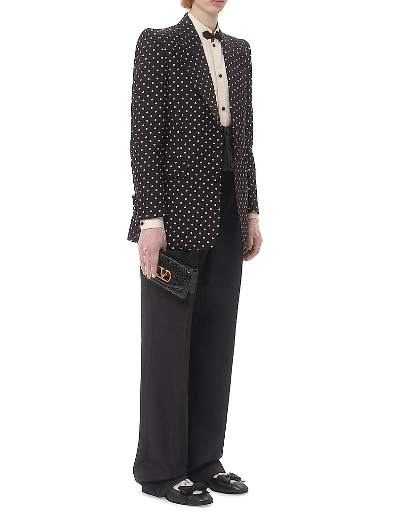 Single-Breasted Shantung Silk Blazer