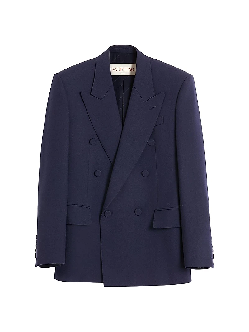 Double-Breasted Blazer Wool Gabardine