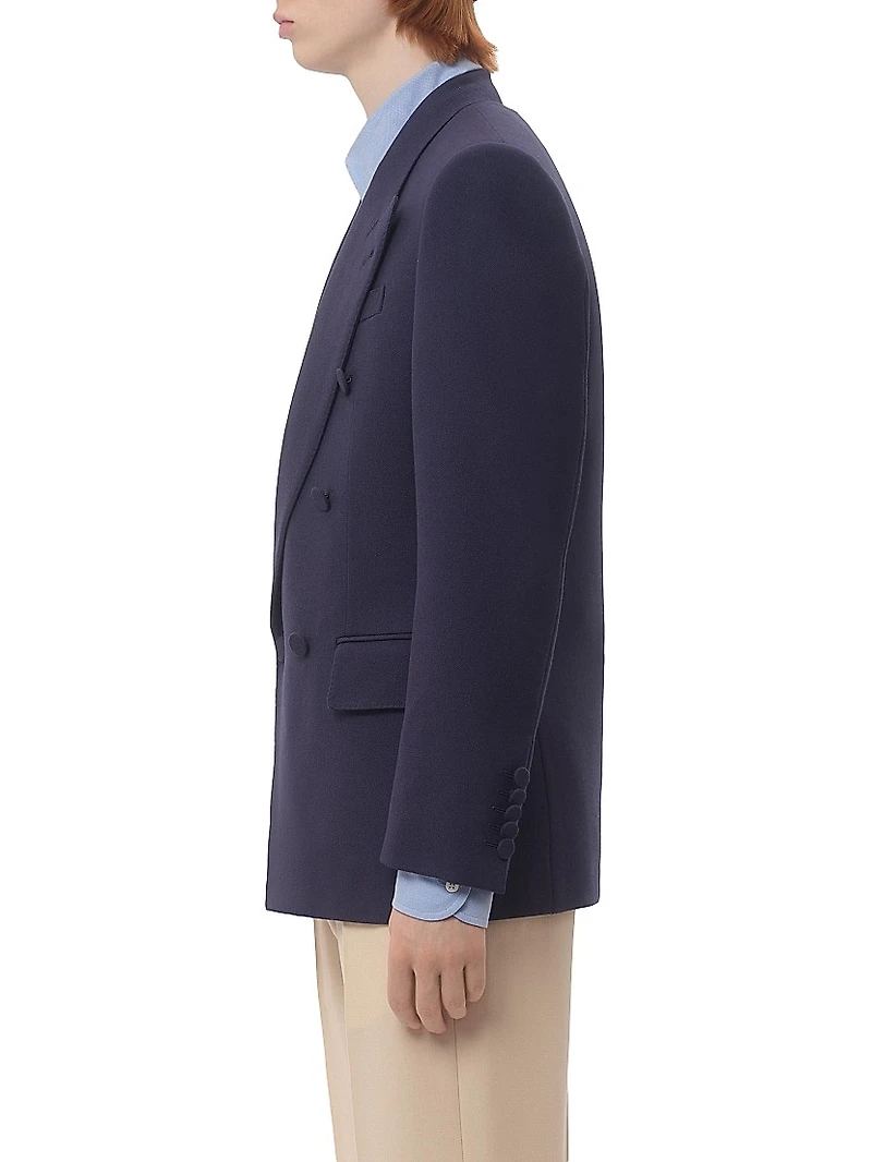 Double-Breasted Blazer Wool Gabardine