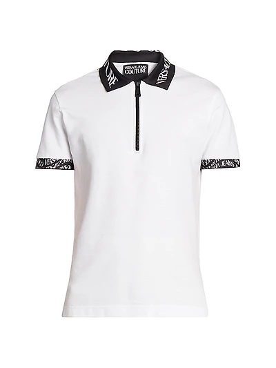 Logo Trim Half-Zip Polo Shirt