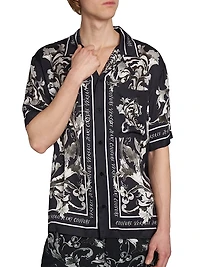 Monochromatic Barocco Logo Short-Sleeve Button-Front Shirt