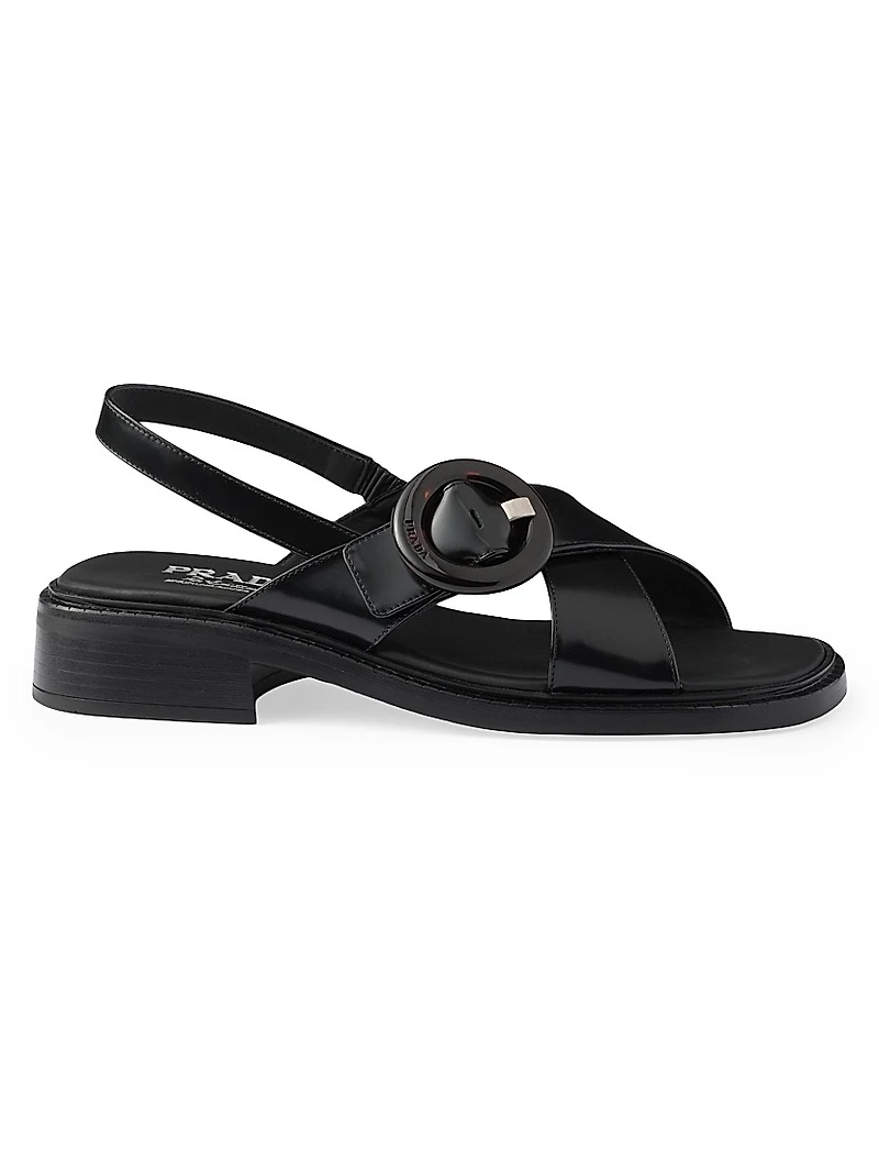 Brushed Leather Sandals with Buckle