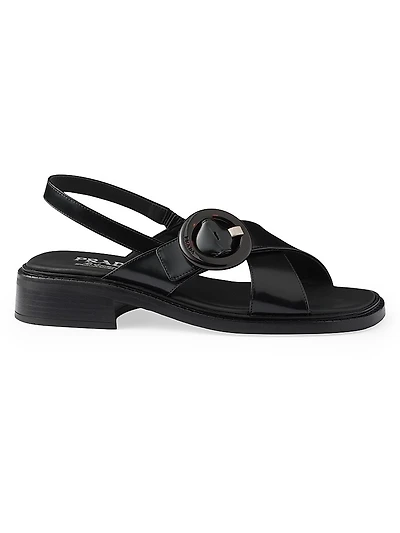 Brushed Leather Sandals with Buckle