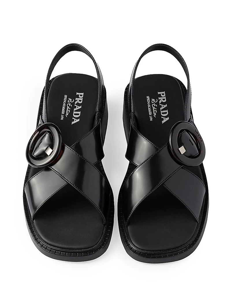 Brushed Leather Sandals with Buckle