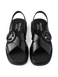 Brushed Leather Sandals with Buckle