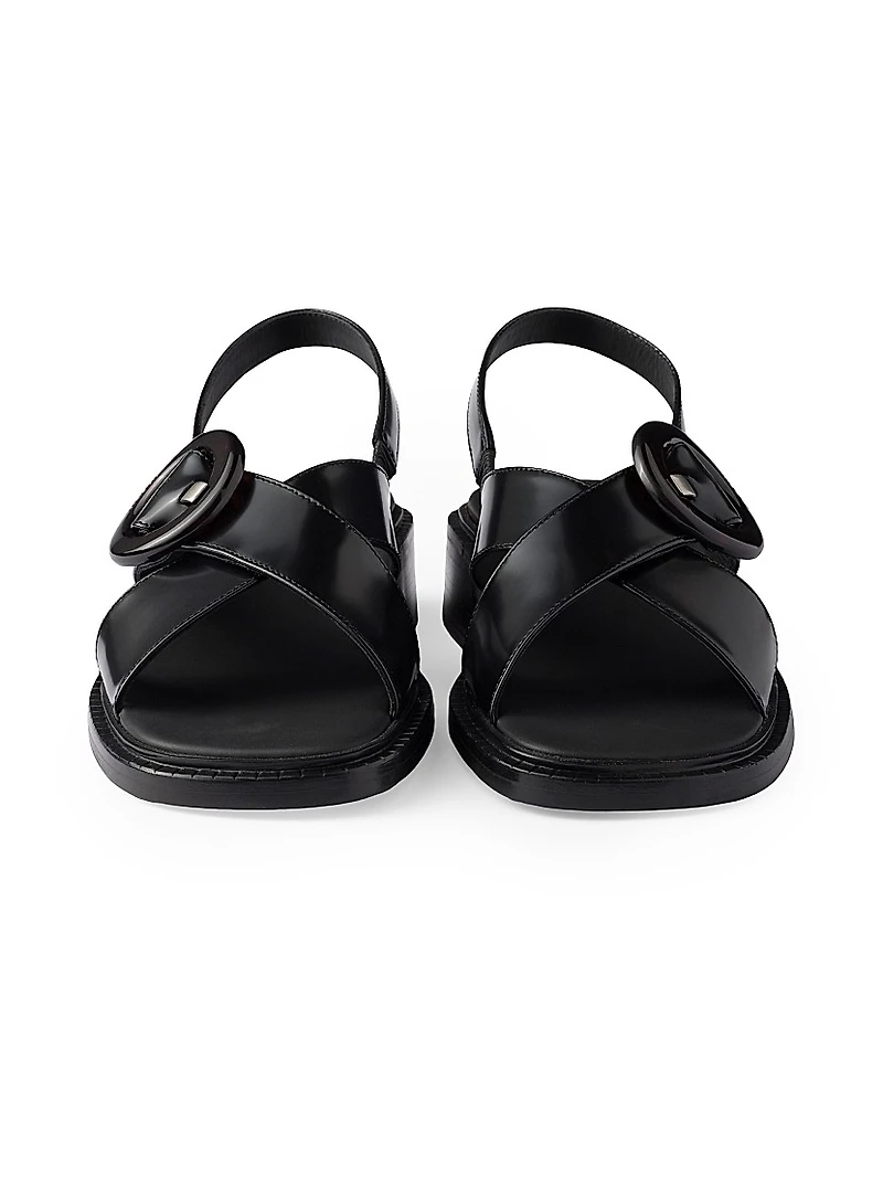 Brushed Leather Sandals with Buckle