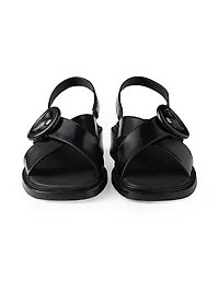 Brushed Leather Sandals with Buckle