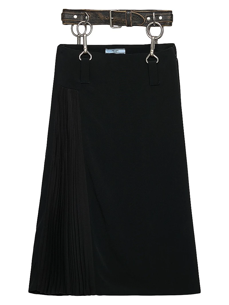 Pleated Cady Crepe Skirt
