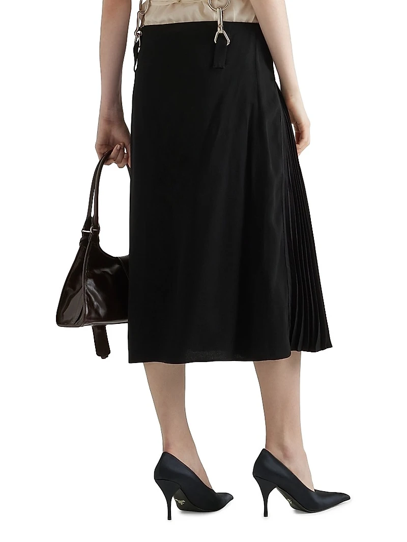 Pleated Cady Crepe Skirt