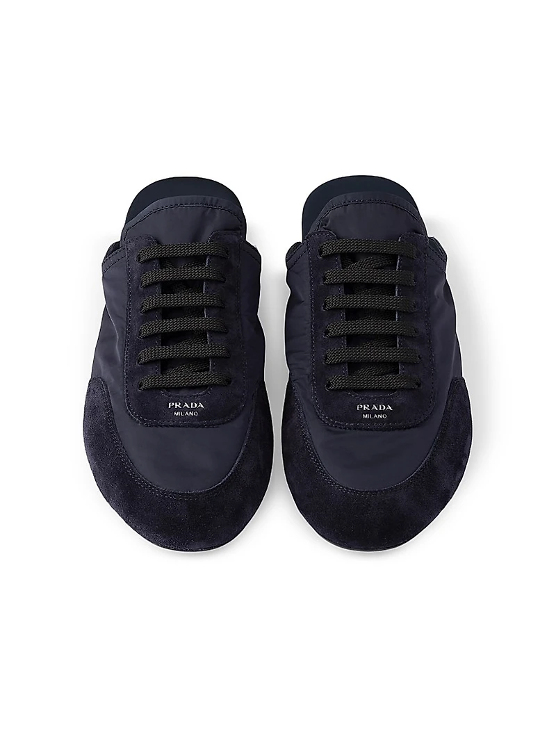 Collapse Re-Nylon and Suede Mules