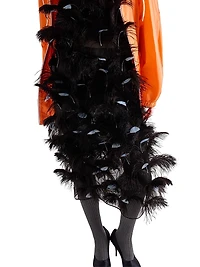 Feather-Embellished Silk Organza Dress