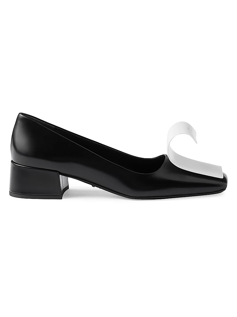 Two-Tone 35MM Brushed Leather Pumps
