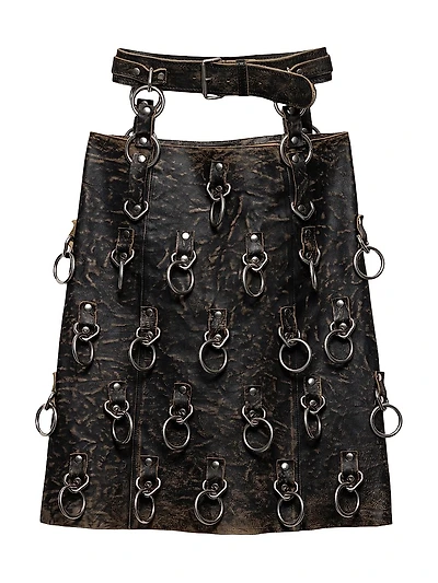 Leather Miniskirt with Metal Rings