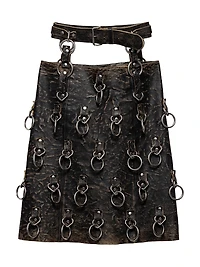 Leather Miniskirt with Metal Rings