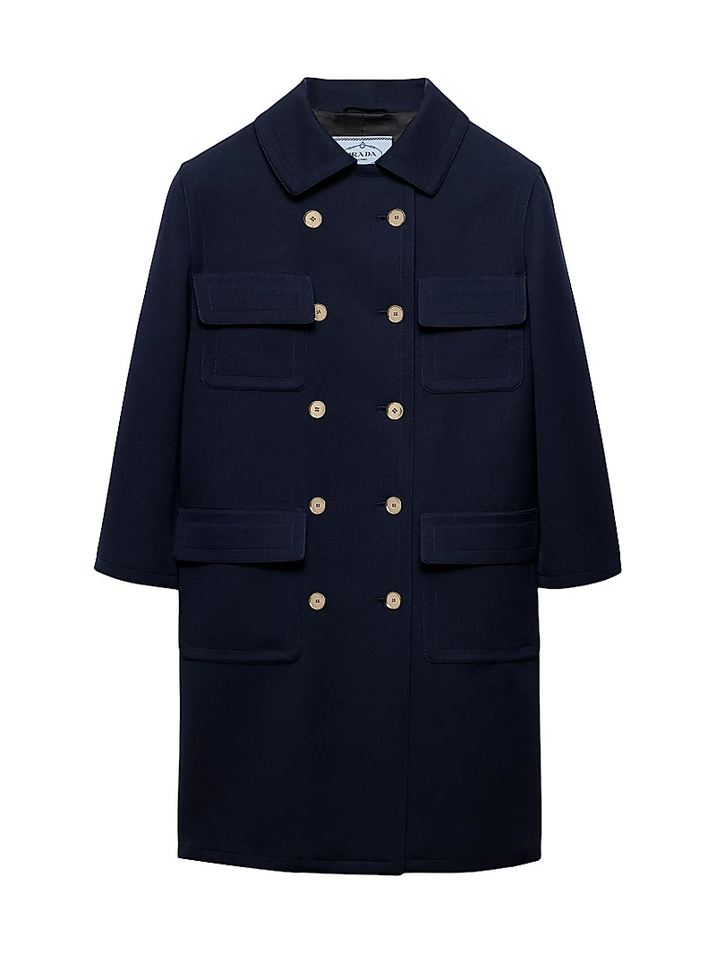 Double-Breasted Technical Tricotine Coat