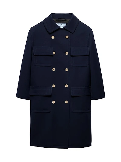 Double-Breasted Technical Tricotine Coat