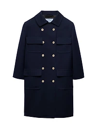 Double-Breasted Technical Tricotine Coat