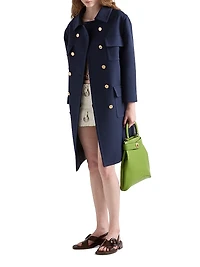 Double-Breasted Technical Tricotine Coat