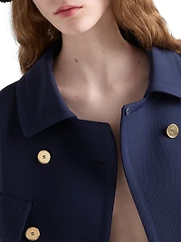 Double-Breasted Technical Tricotine Coat