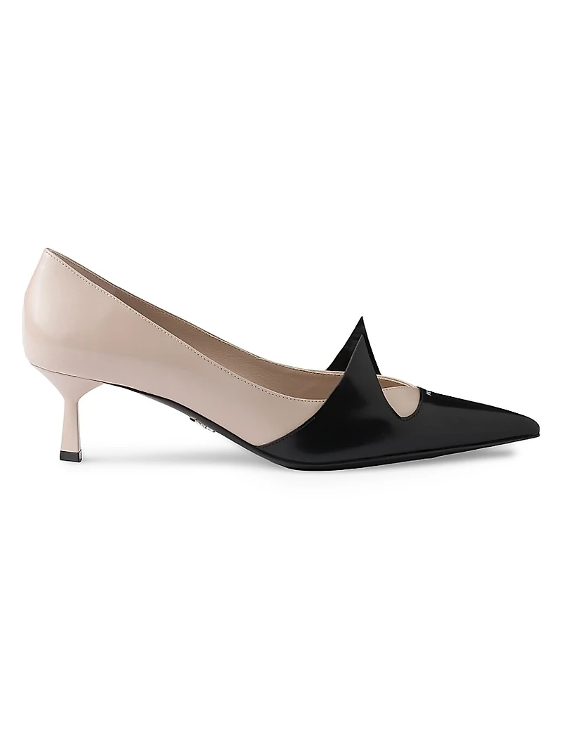 Two-Tone Brushed Leather 55MM Pumps