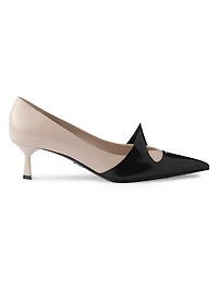 Two-Tone Brushed Leather 55MM Pumps