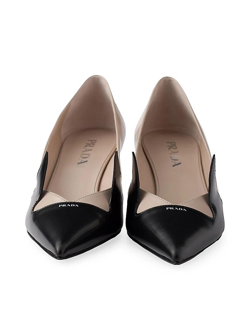 Two-Tone Brushed Leather 55MM Pumps