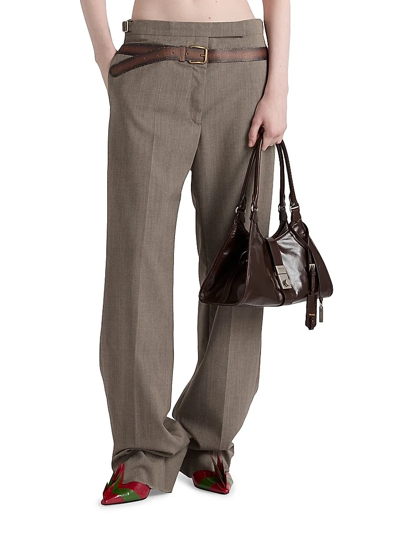 Technical Wool Pants with Printed Belt